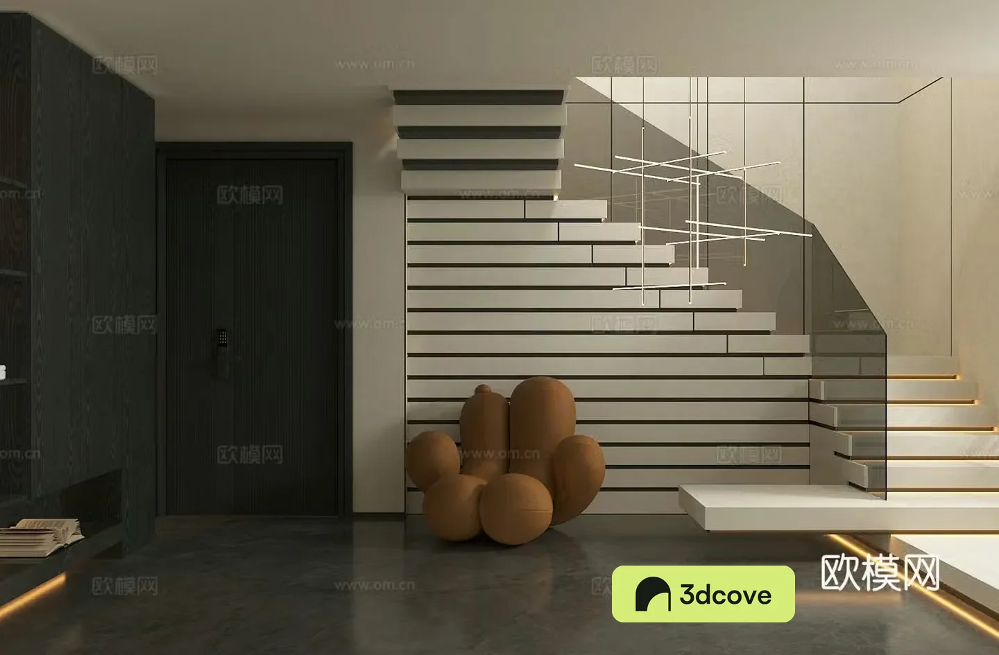 Modern stair landscape basement landscape sketch entrance landscaping stairwell end view