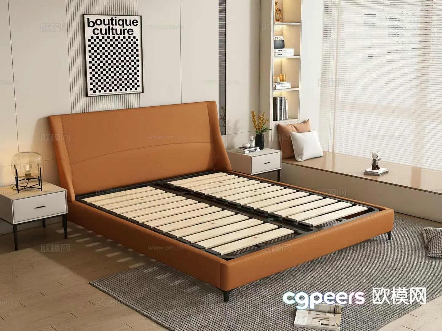 Modern bed frame bed board 3d model