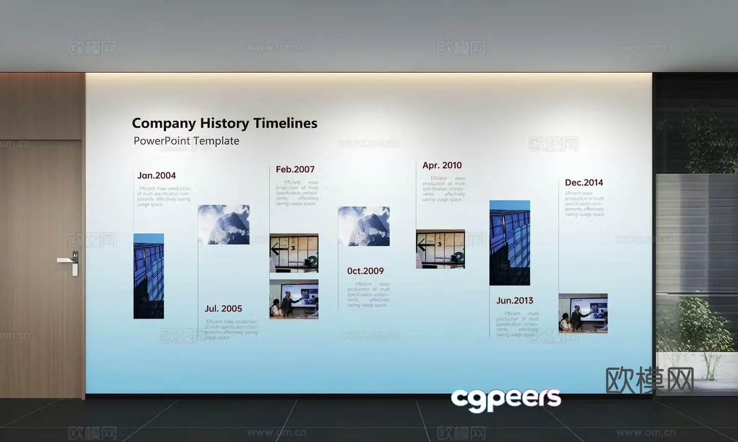 Modern corporate culture wall Corporate development history Office corridor Promotion column Slogan Slogan 3D model