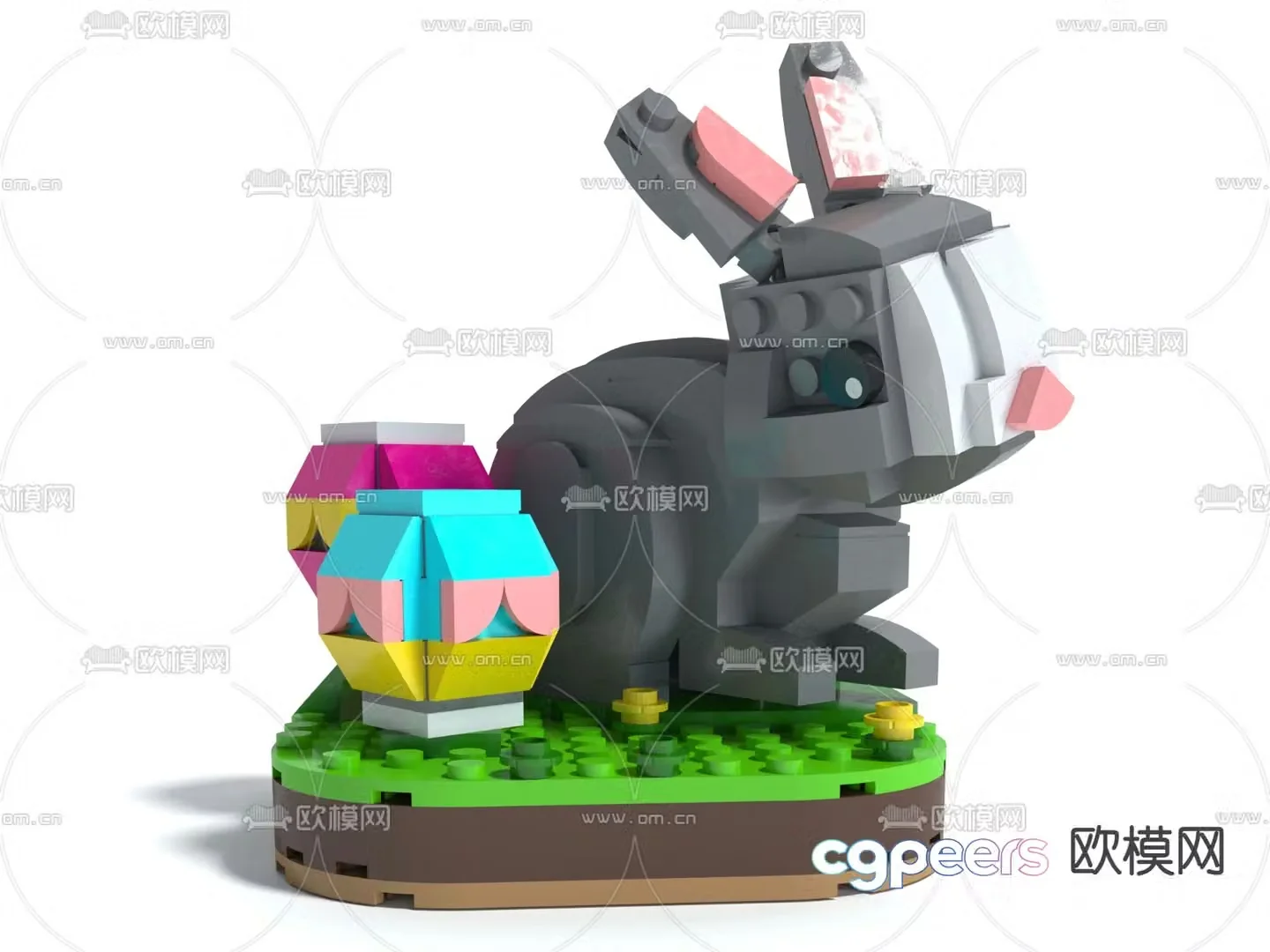 Building block rabbit Lego toy 3d model