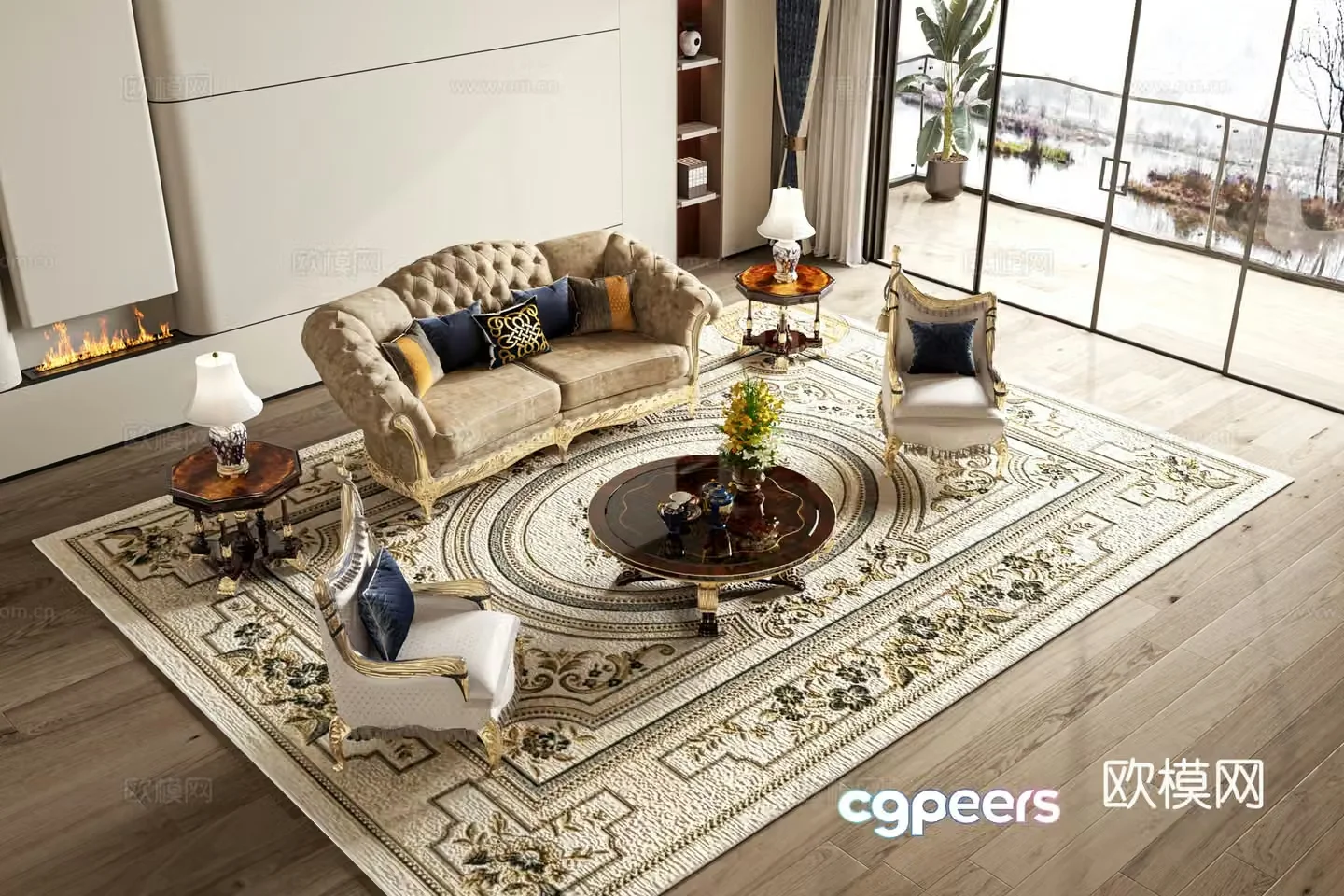 European style modular sofa 3d model
