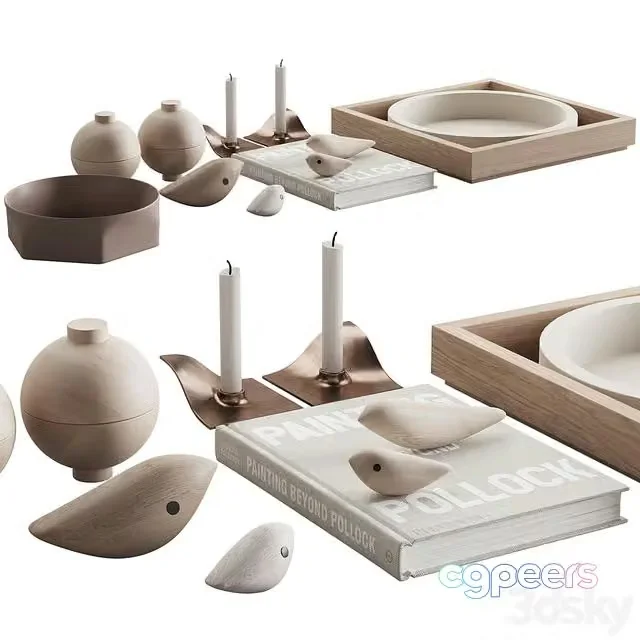3ds Max Free – 077 Living decor set NEUTRAL BIRDS 00