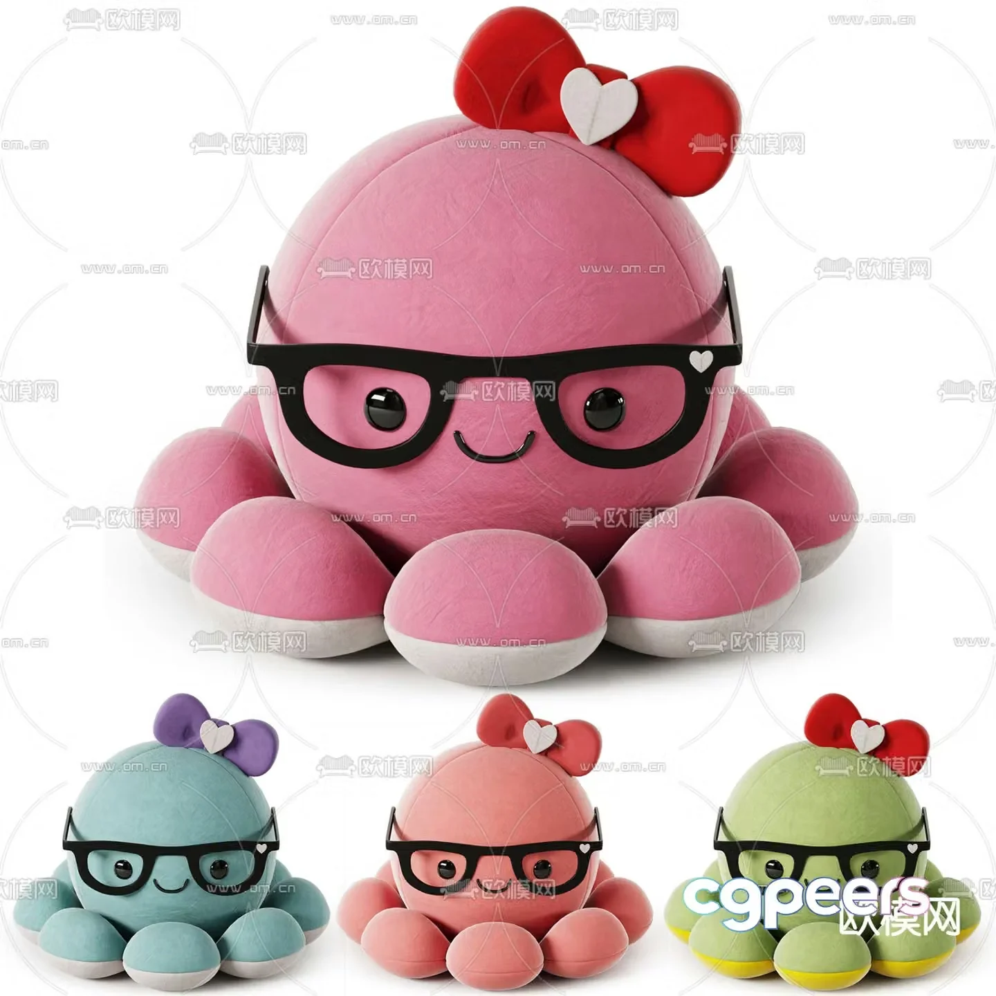 Moustache octopus doll doll toy 3d model