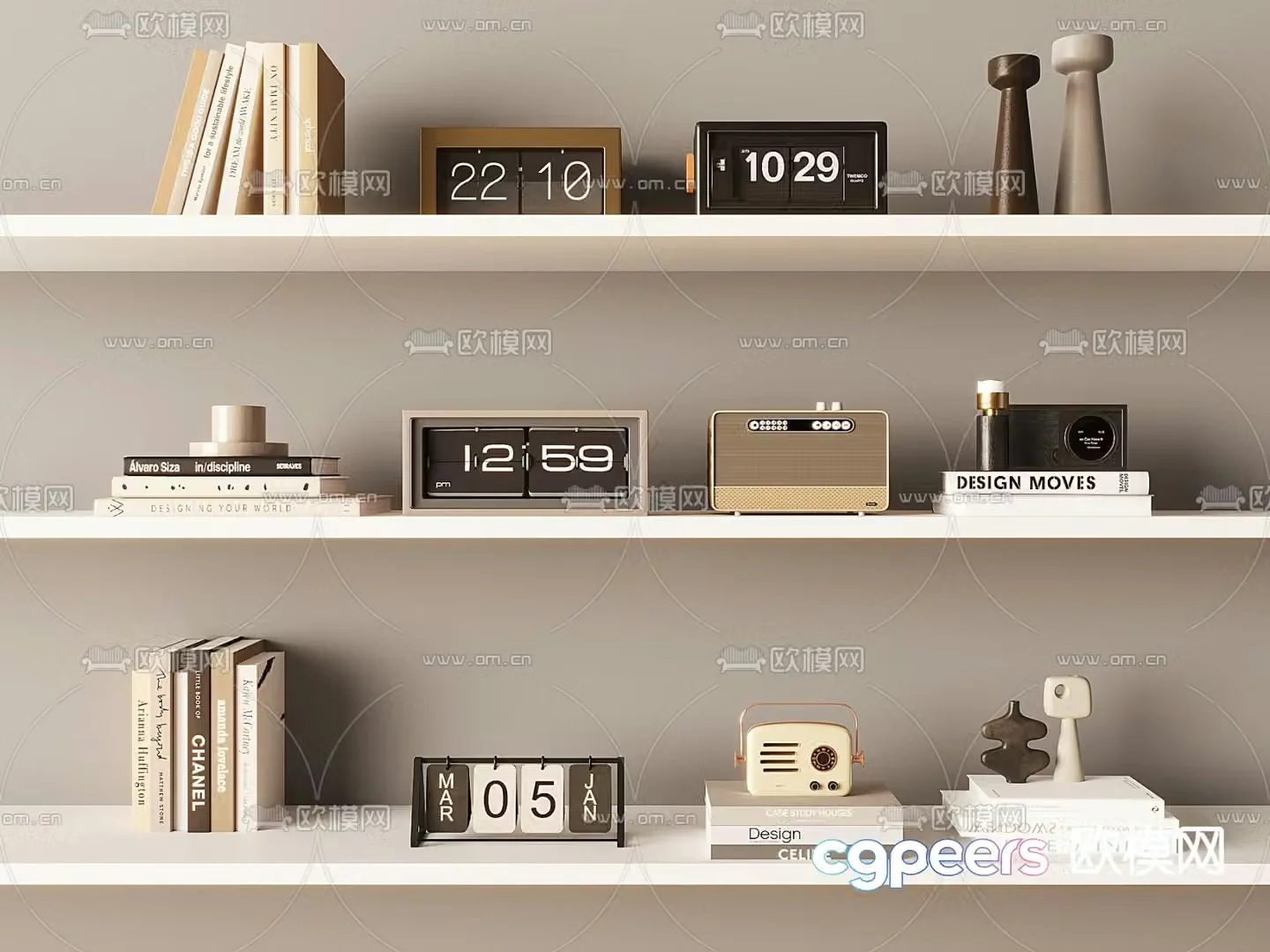 Modern ornaments Ornaments Book Clock 3d Model