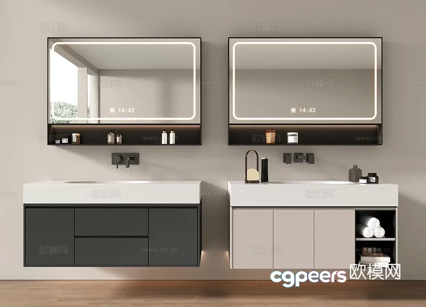 Modern bathroom cabinet bathroom sink hanging bathroom cabinet mirror 3d model
