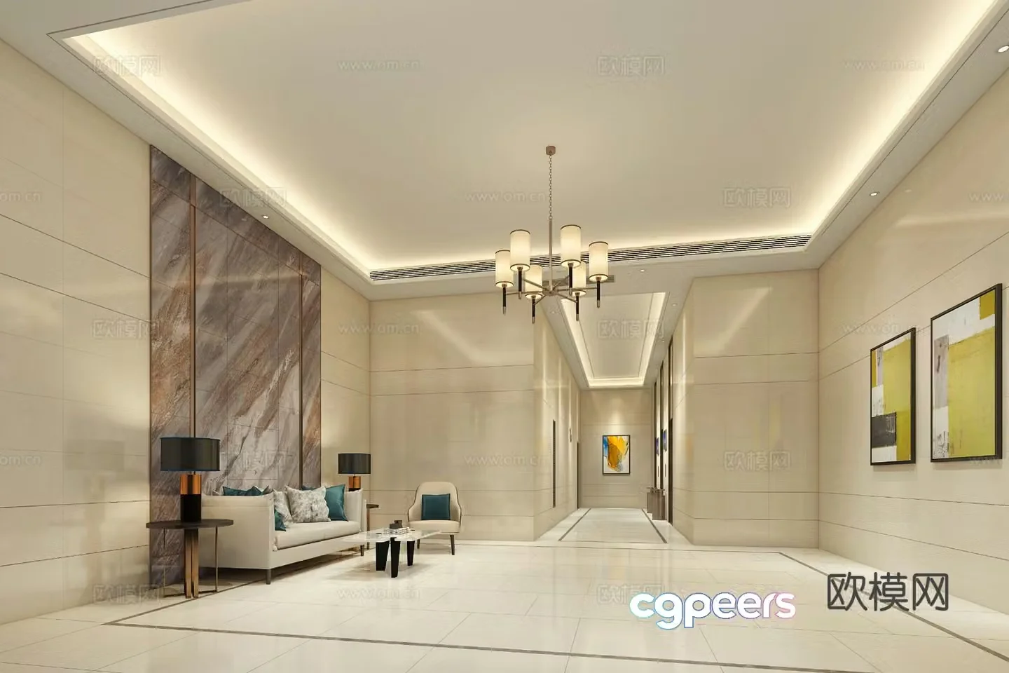 Public lobby public area 3d model