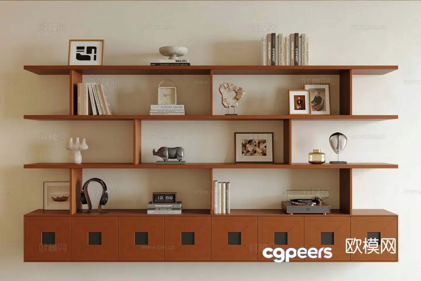 3D model of medieval style bookcase
