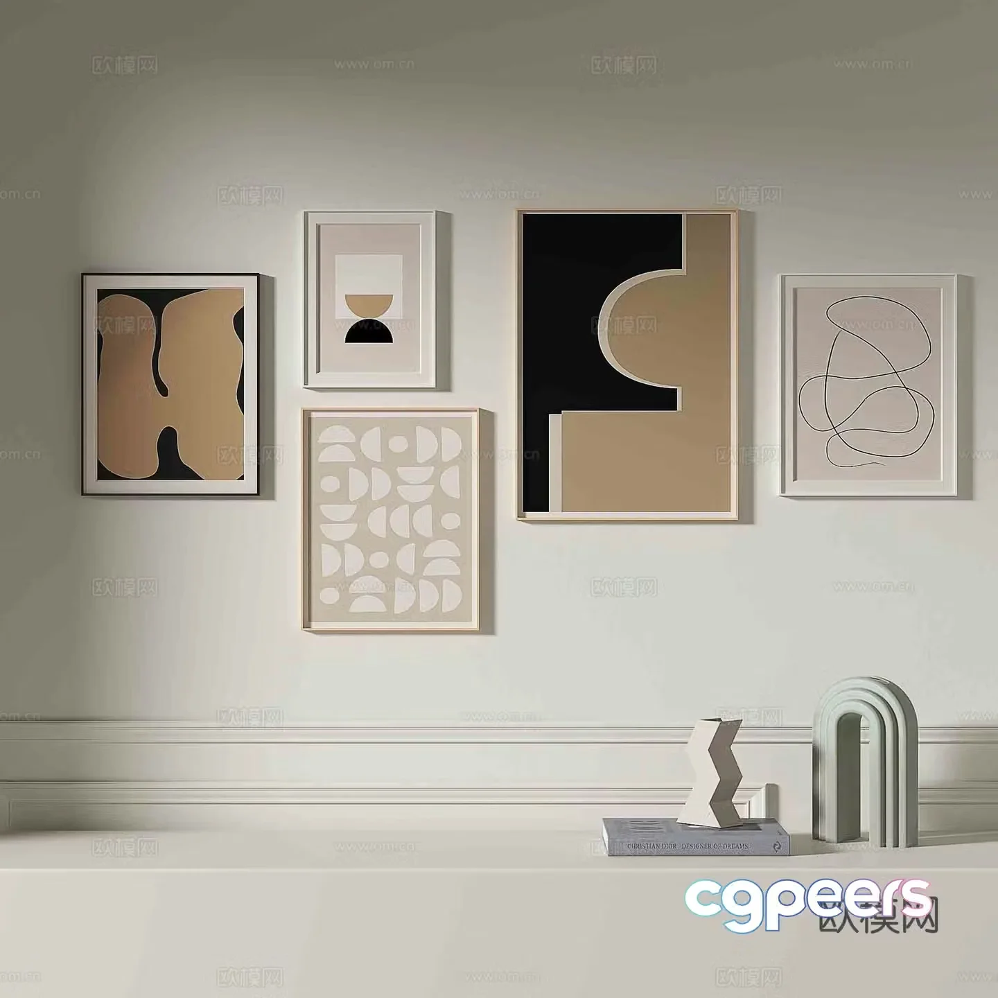 Modern simple hanging painting abstract painting decorative painting 3D model