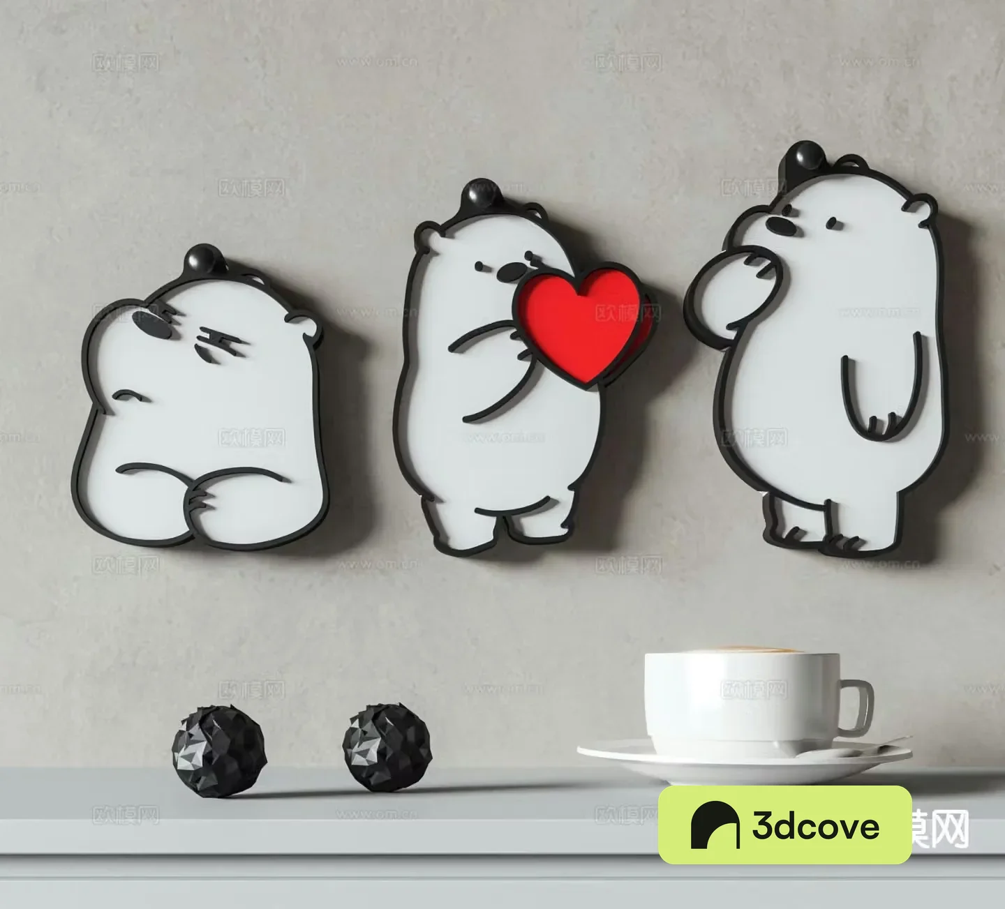 Cream style wall decoration cartoon bear hanging decoration