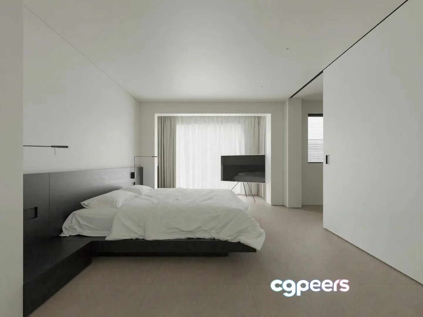 Modern Minimalist Bedroom 3D Model – 15078 – VRAY Render