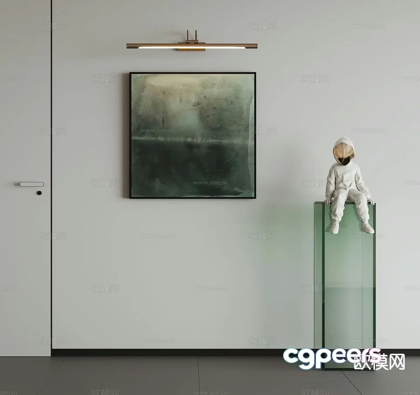 Modern decorative painting oil painting metal pole hanging painting 3D model