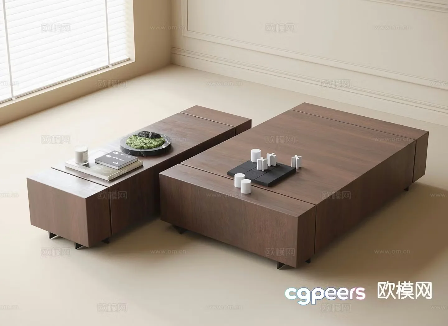 Medieval style coffee table mother-in-law coffee table 3d model