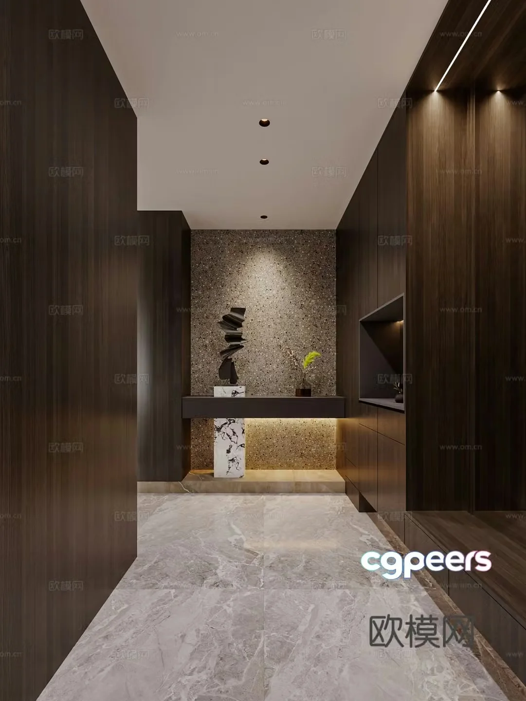 Italian style entrance hall decorative entrance aisle 3D model