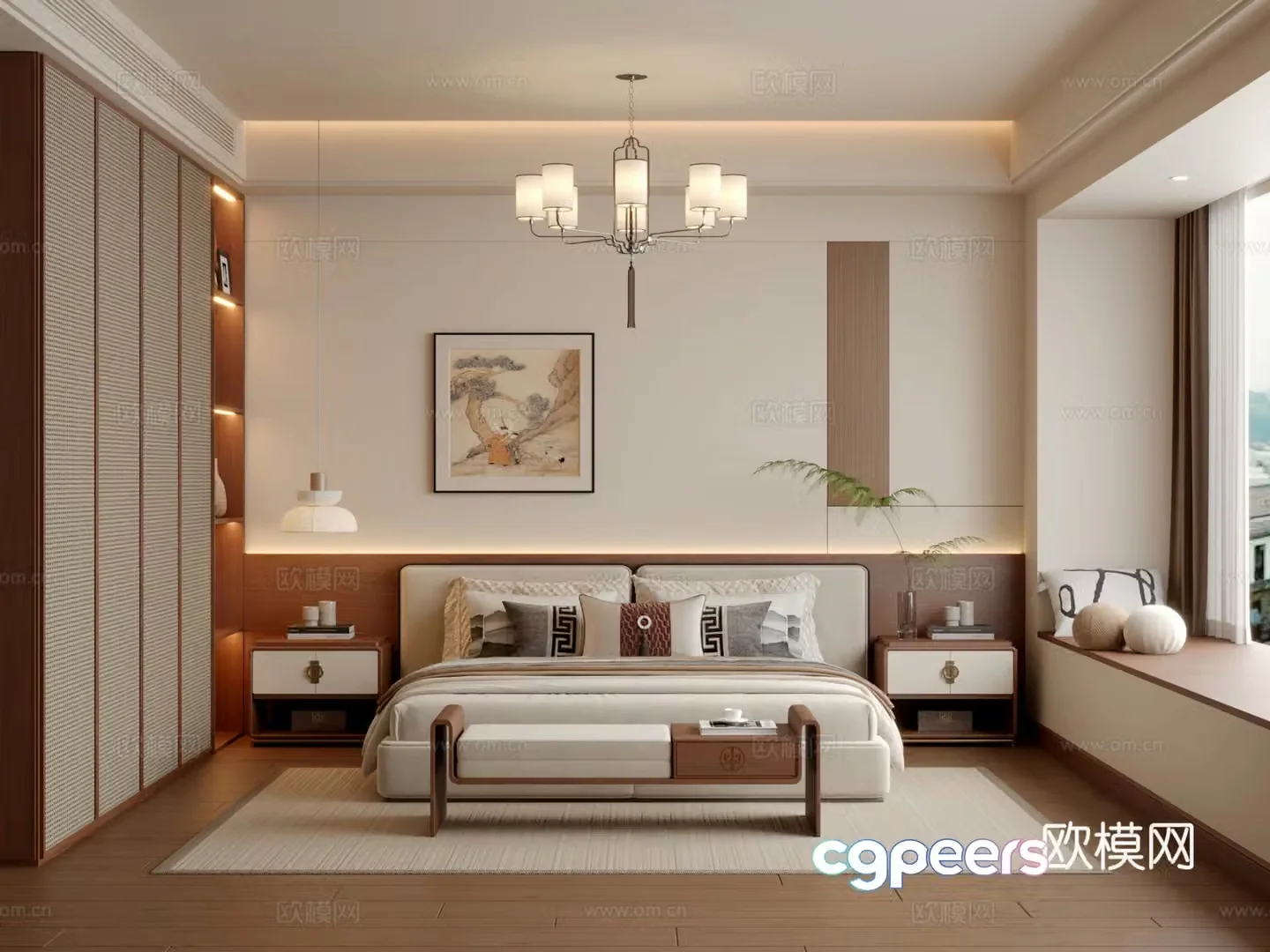 New Chinese bedroom 3D model
