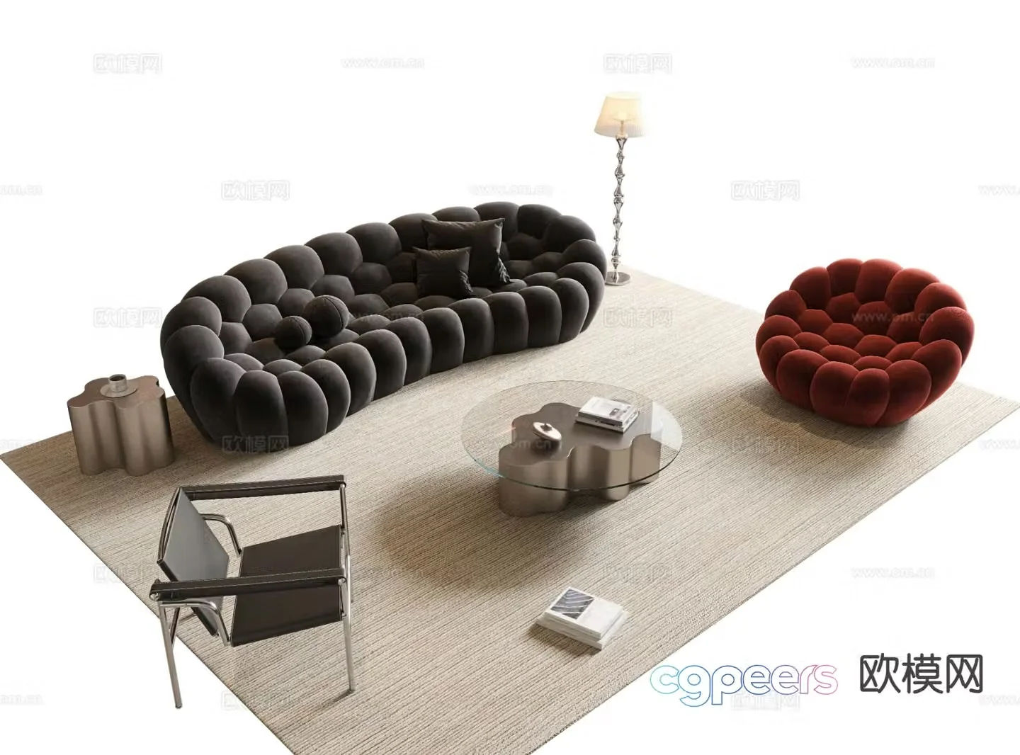 Cream style modular sofa 3d model