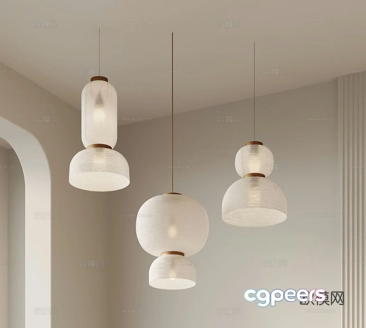Cream style small chandelier 3d model