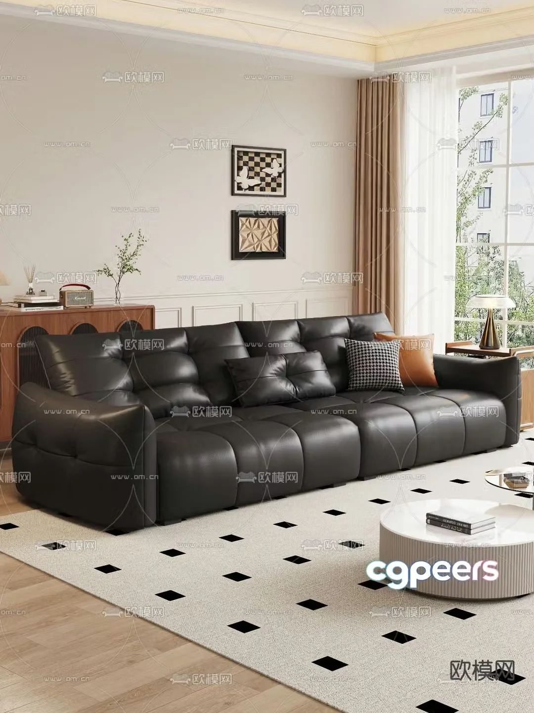 Medieval style sofa three person sofa 3d model