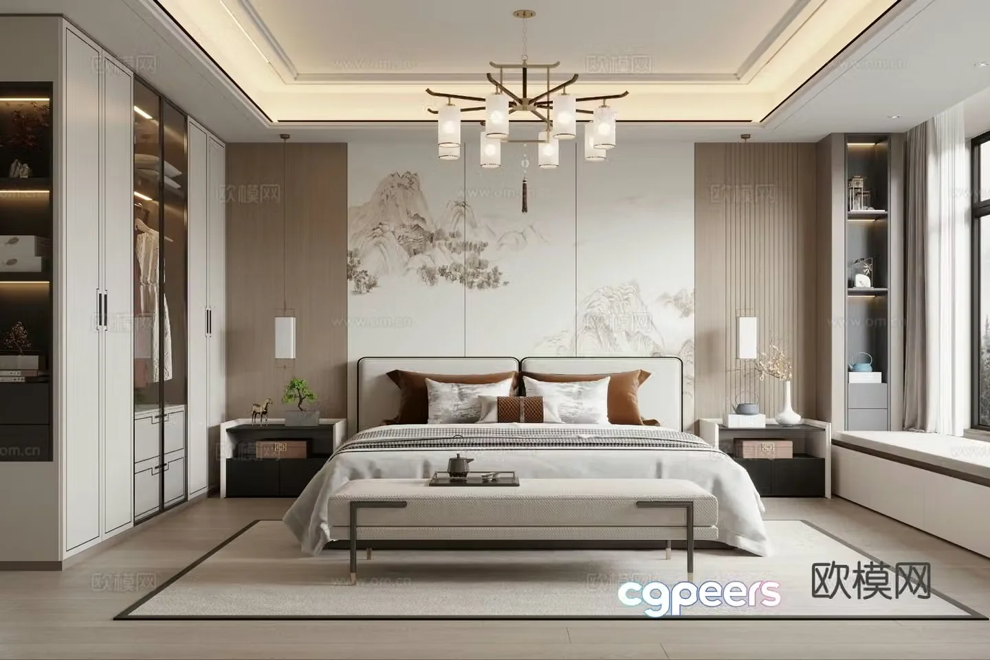 New Chinese style bedroom master bedroom 3d model