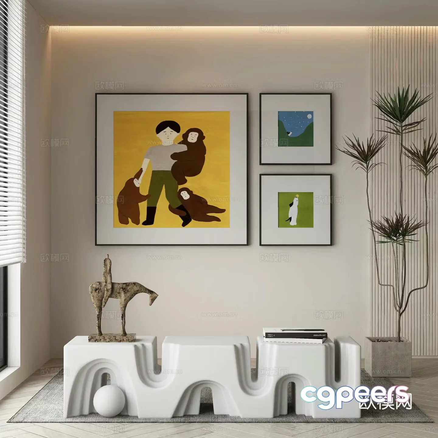 Modern Wasabi Hanging Painting Oil Painting 3D Model