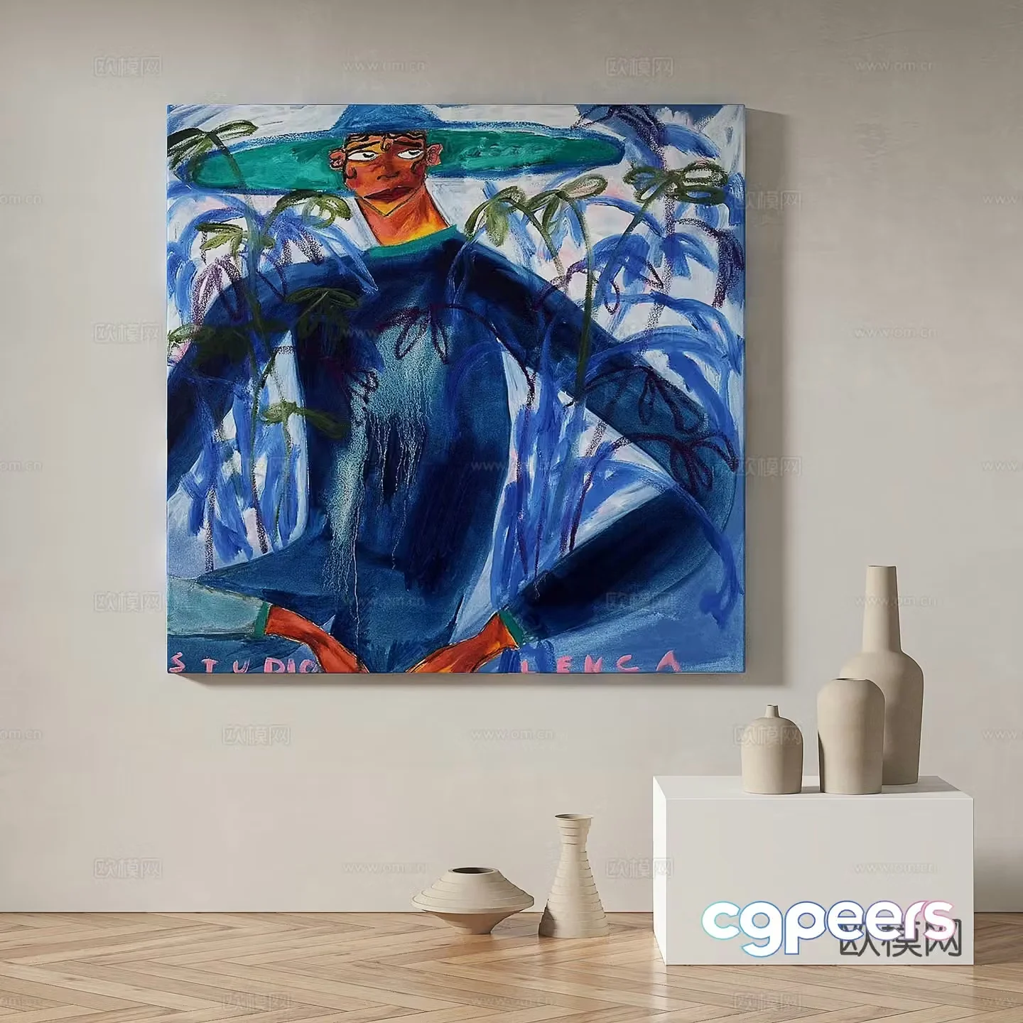 Modern minimalist abstract decorative painting 3d model