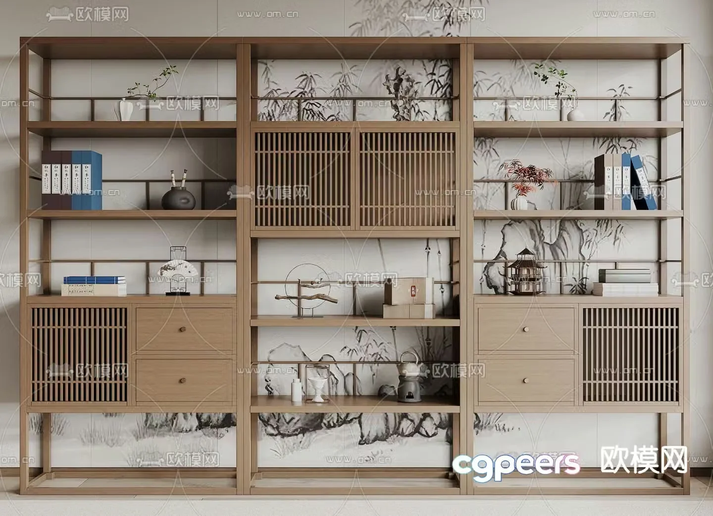New Chinese style 3D model of Bo Gu shelf