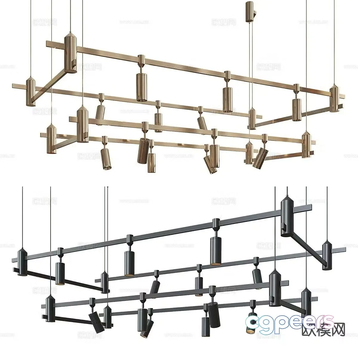 Light luxury multi-head chandelier 3D model