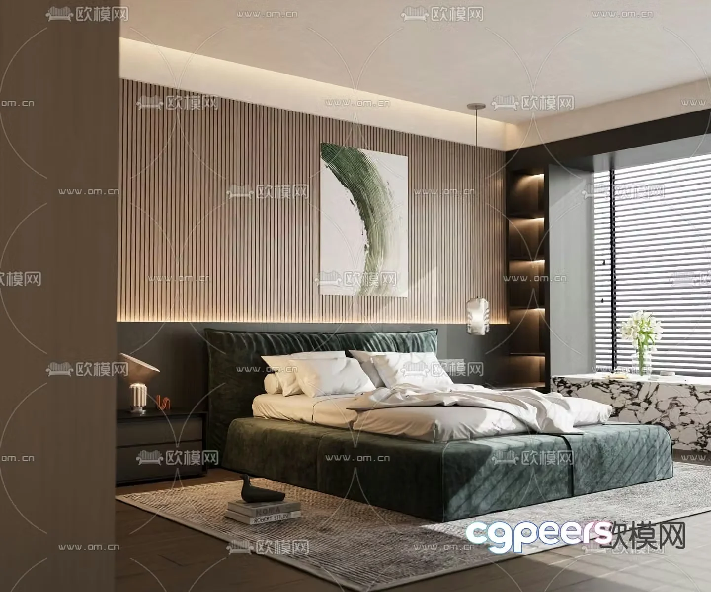 Italian double bed 3d model