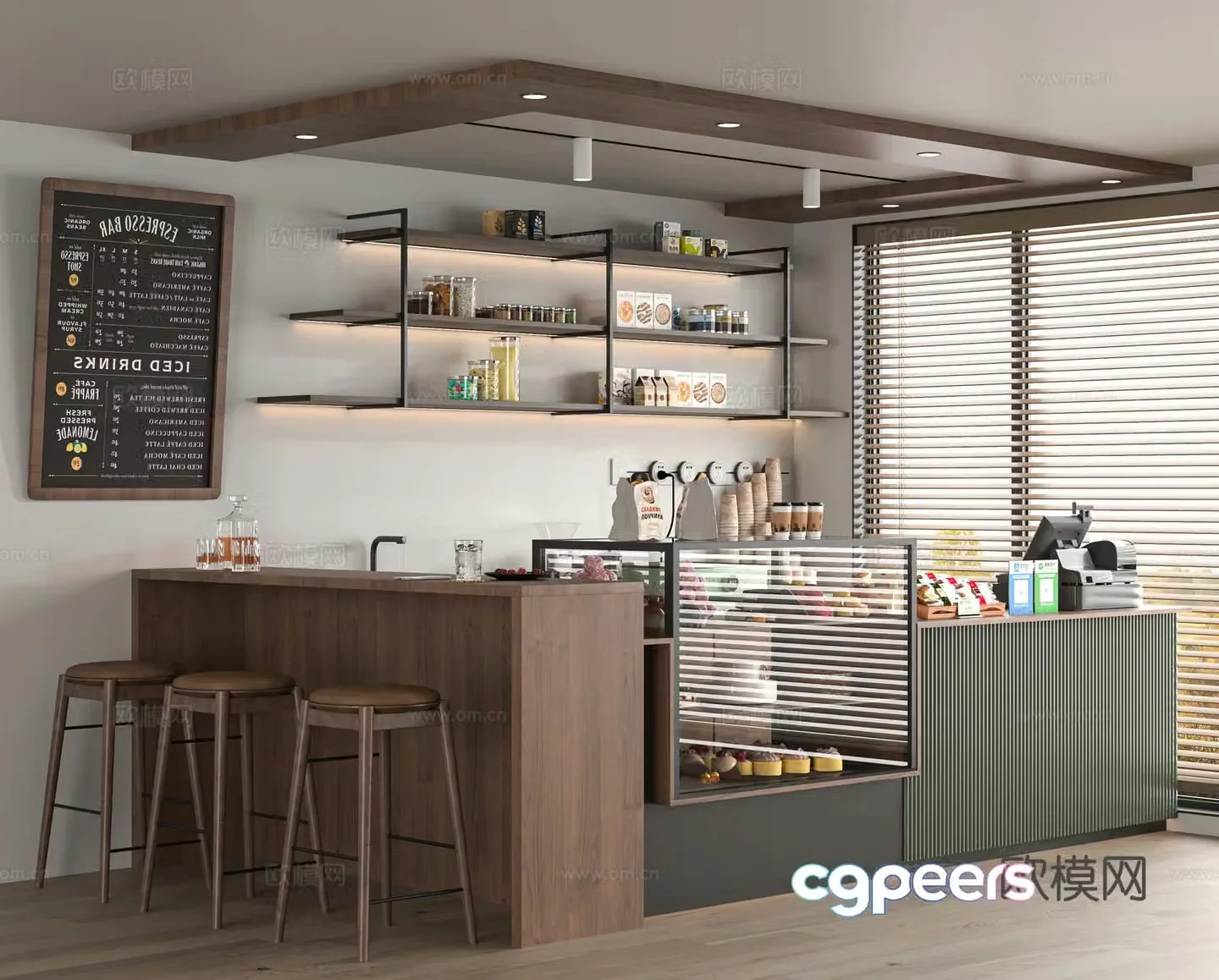 Modern milk tea shop 3d model