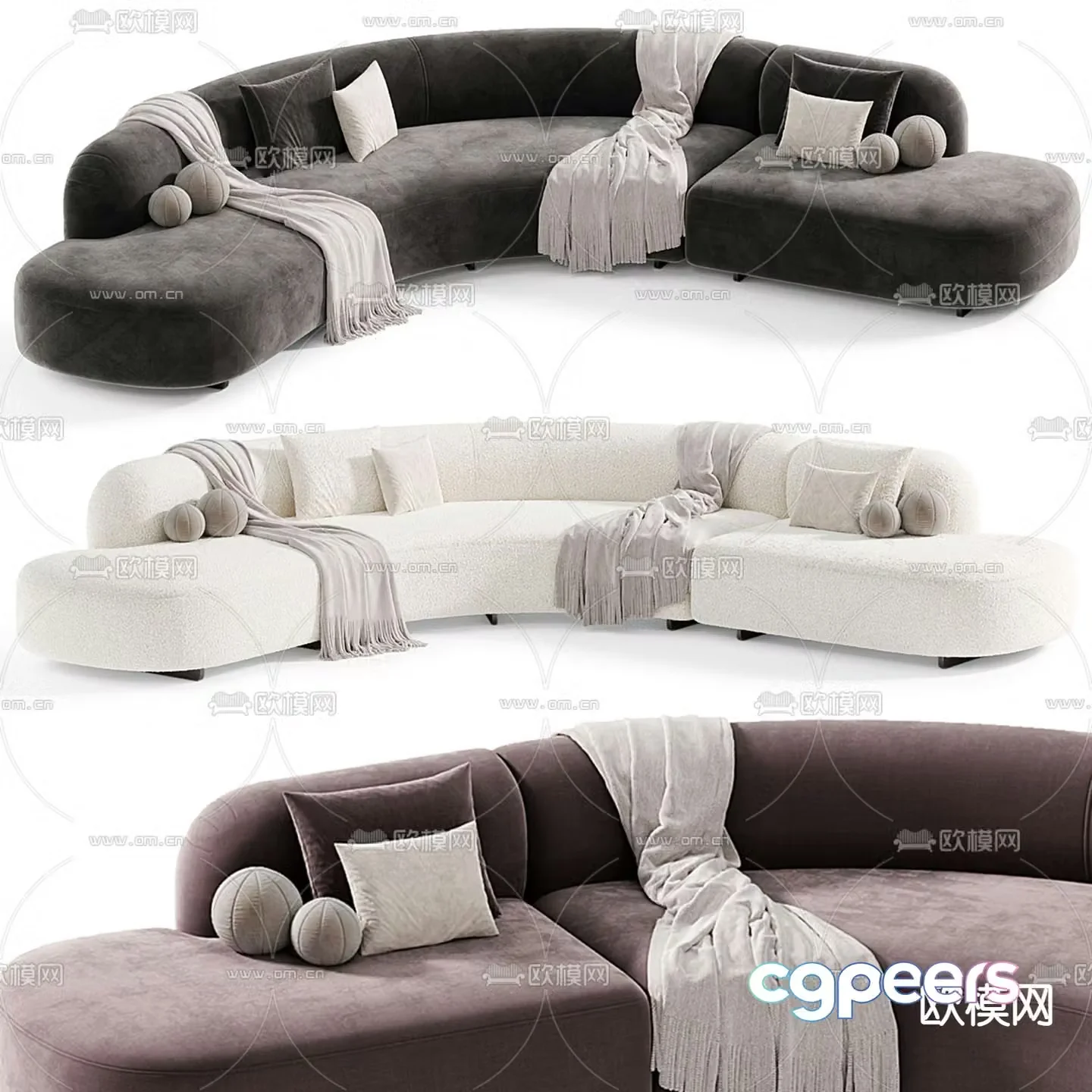Special shaped sofa curved sofa 3d model