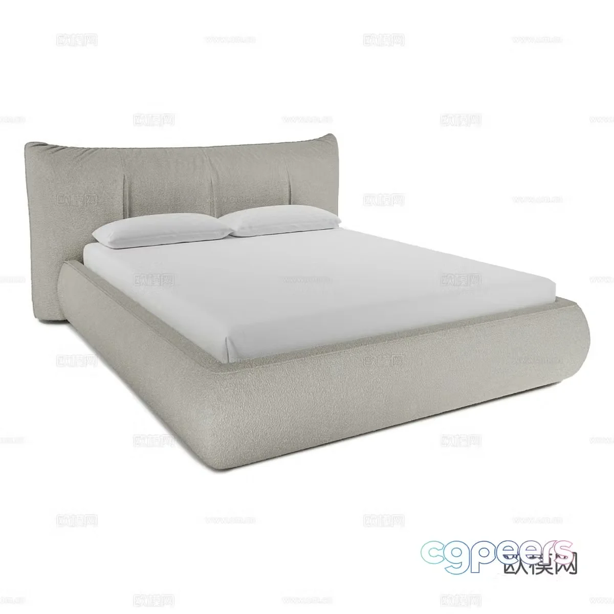 Modern simple double bed Double bed Simple bed Bedroom bed Pillow 3D model