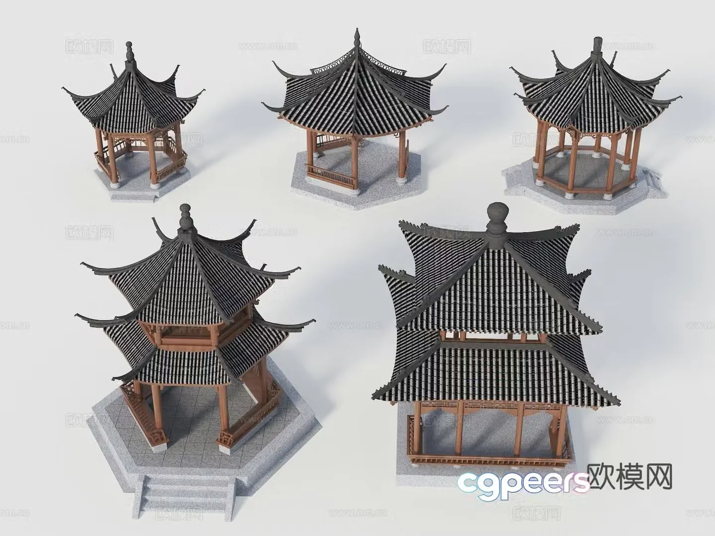 Chinese style pavilion ancient pavilion double-story pavilion two-story pavilion landscape pavilion garden pavilion Su 3D model