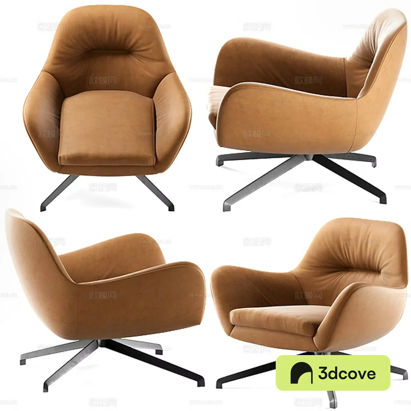 Modern light luxury leather casual chair single chair