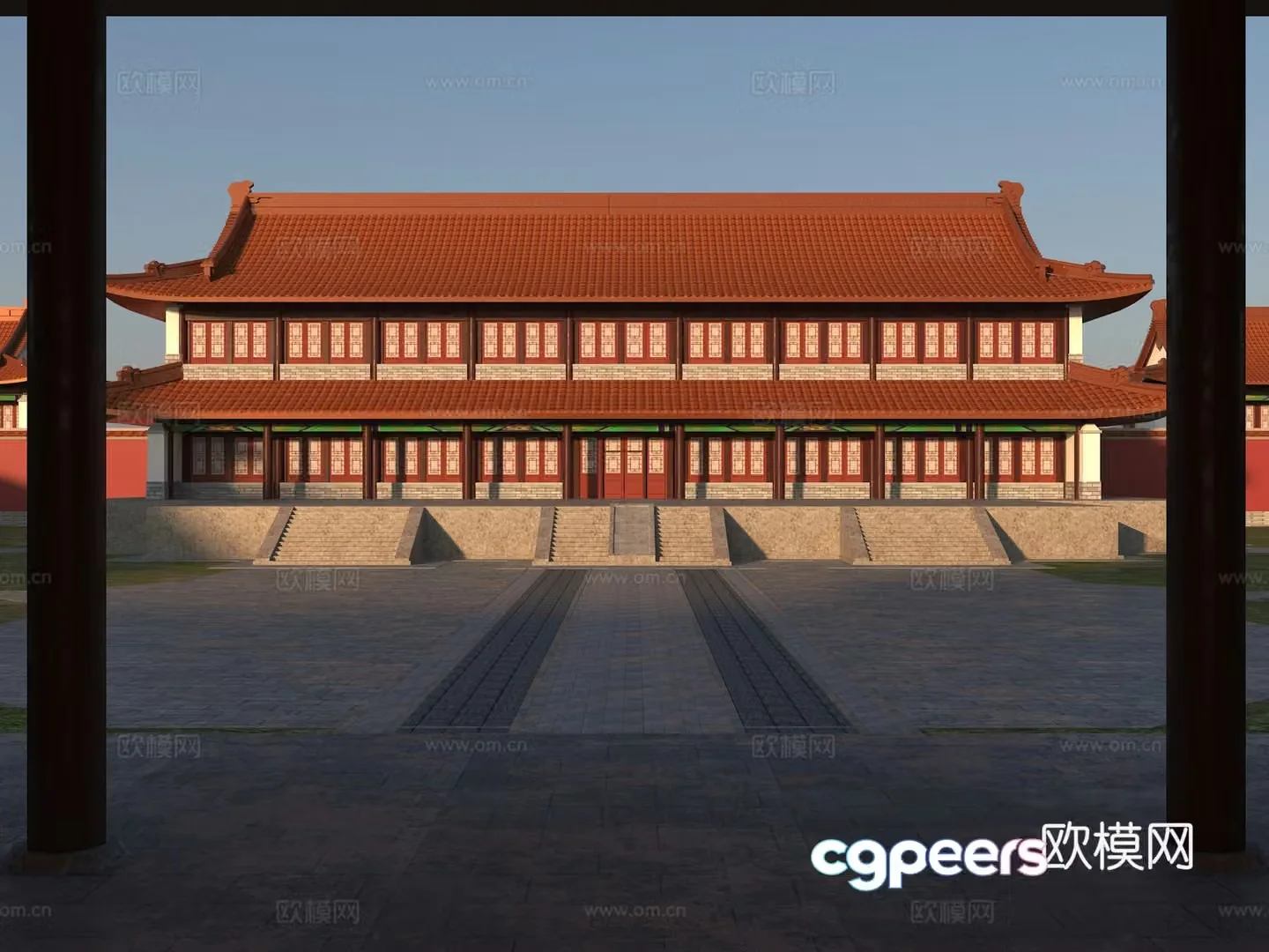 Chinese style ancient buildings Hongci Yonghu Painted ancient buildings Northern ancient buildings Hall ancient buildings Chinese style 3D model