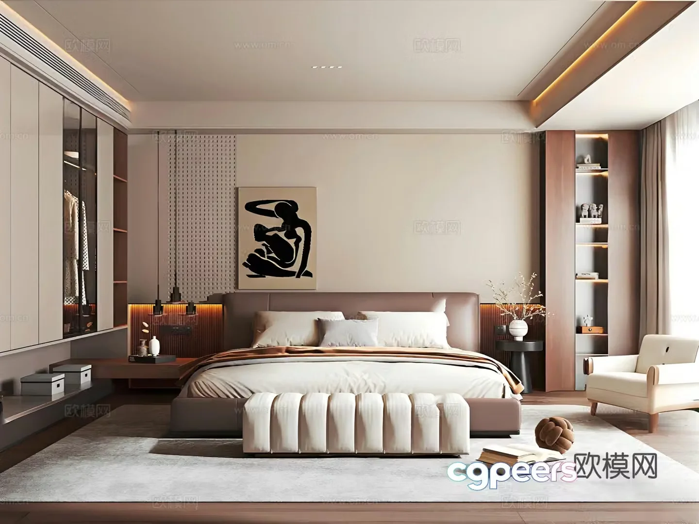 Middle-aged bedroom 3d model