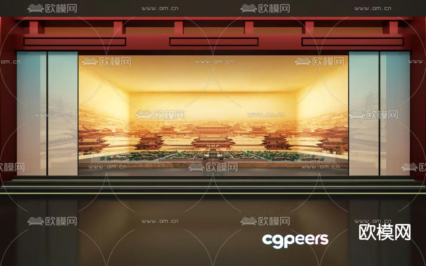 New Chinese-style exhibition hall Forbidden City sand table 3D model