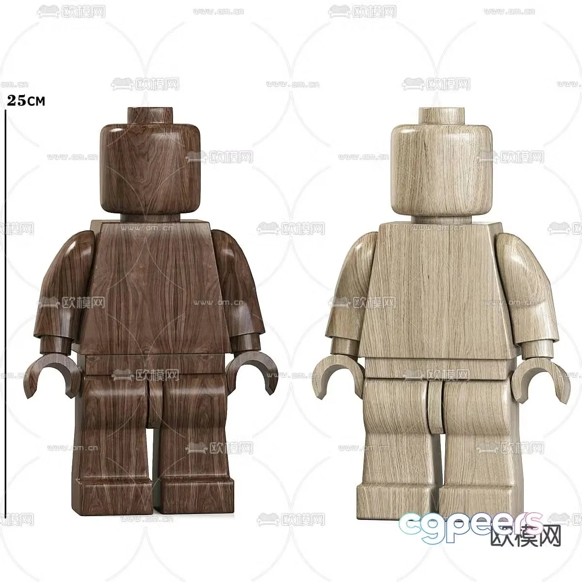 Wooden building blocks toy man 3d model