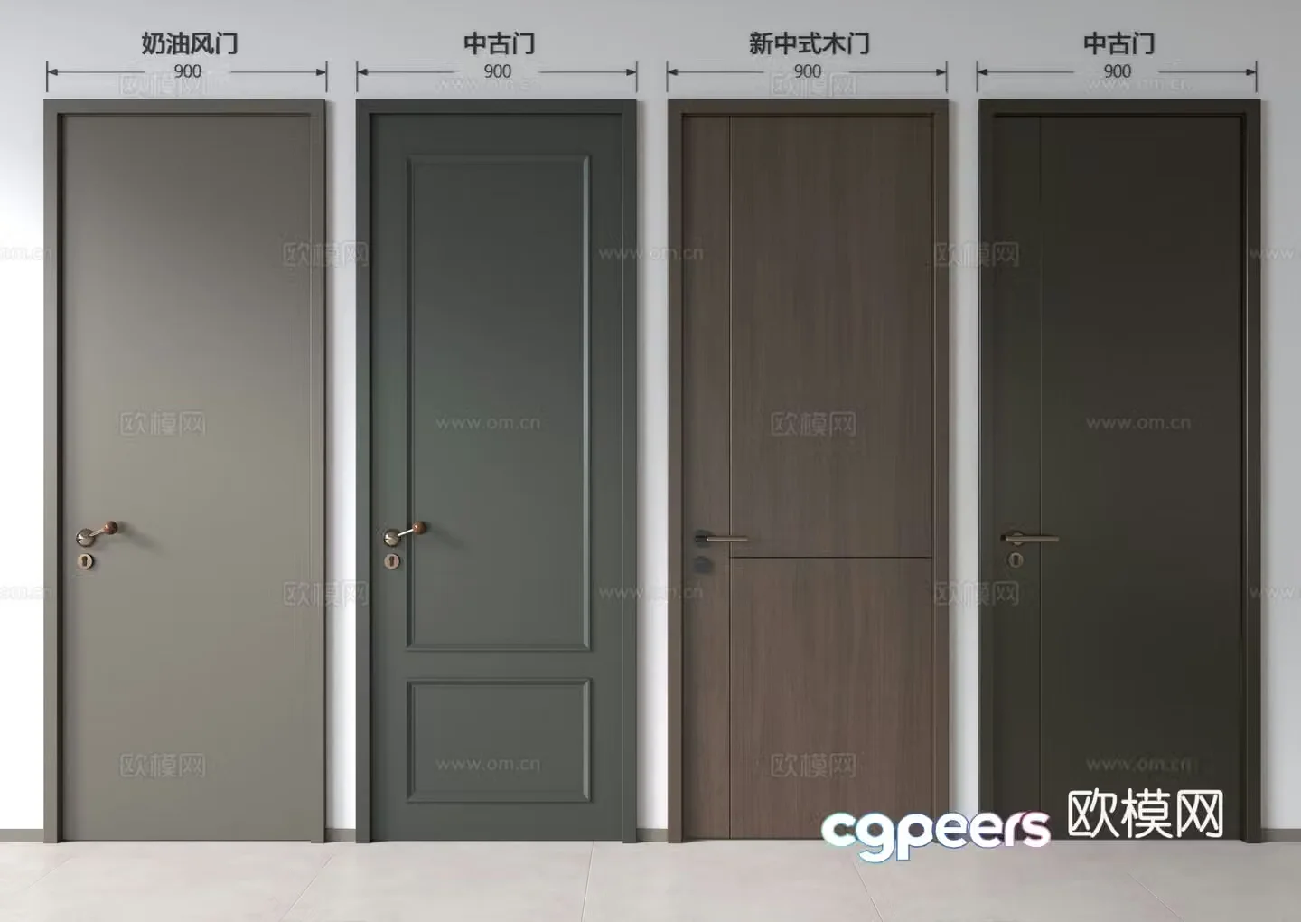 Medium-old single-open door Medium-old bedroom door Single-open door Swing door Wooden door 3D model