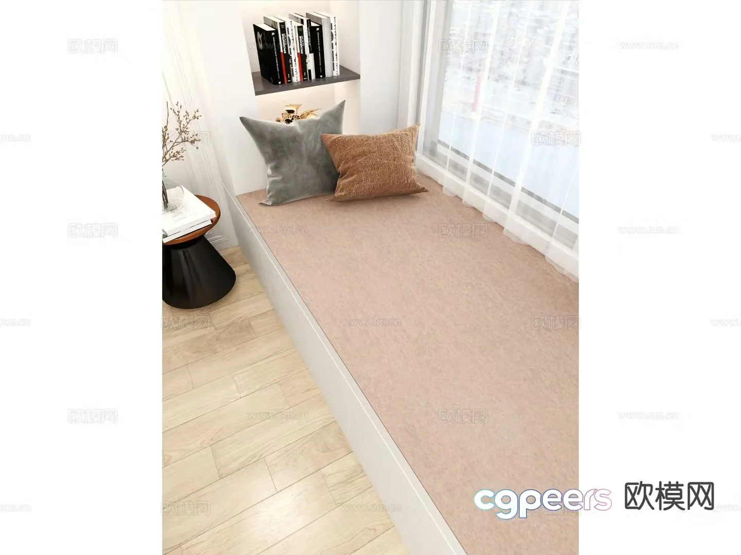Modern bay window cushion sofa cushion cushion 3d model