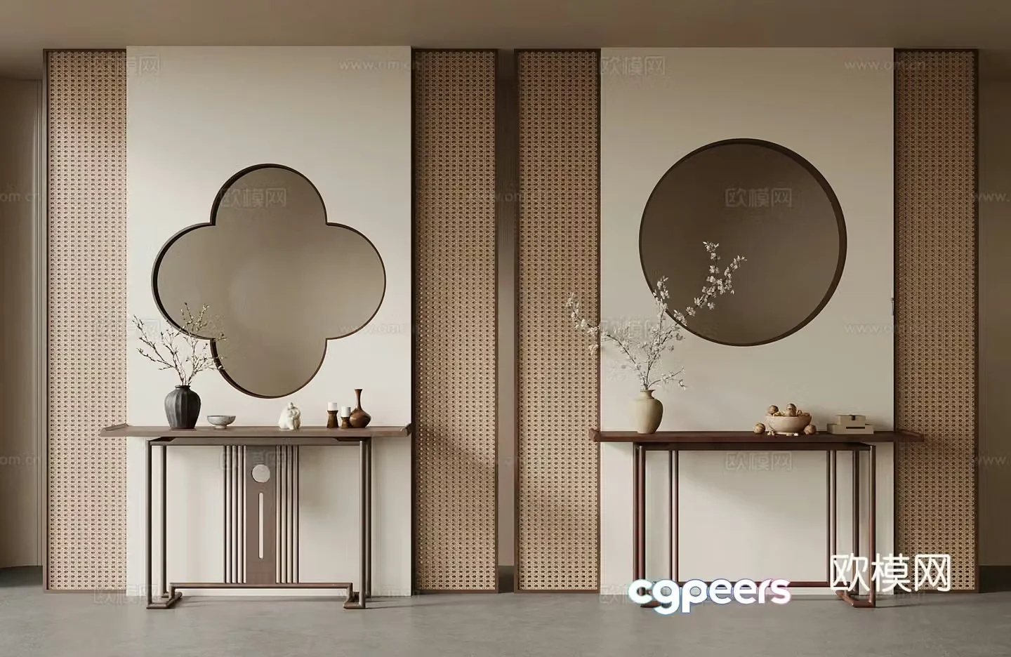 32 new Chinese style entrance partition end viewing platform 3D model