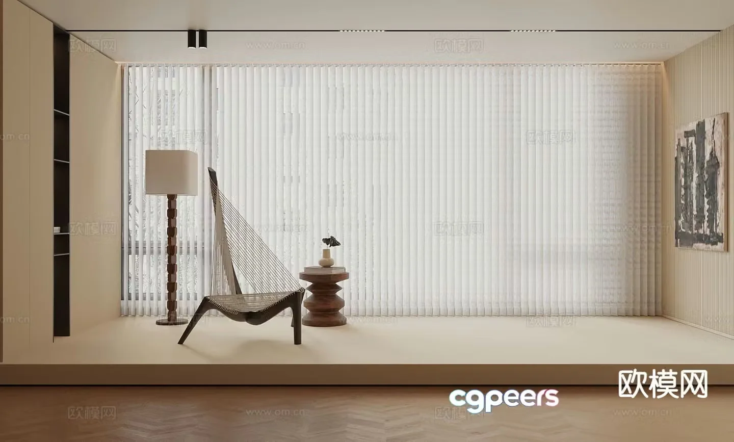 Modern fantasy curtain leisure chair floor lamp 3d model