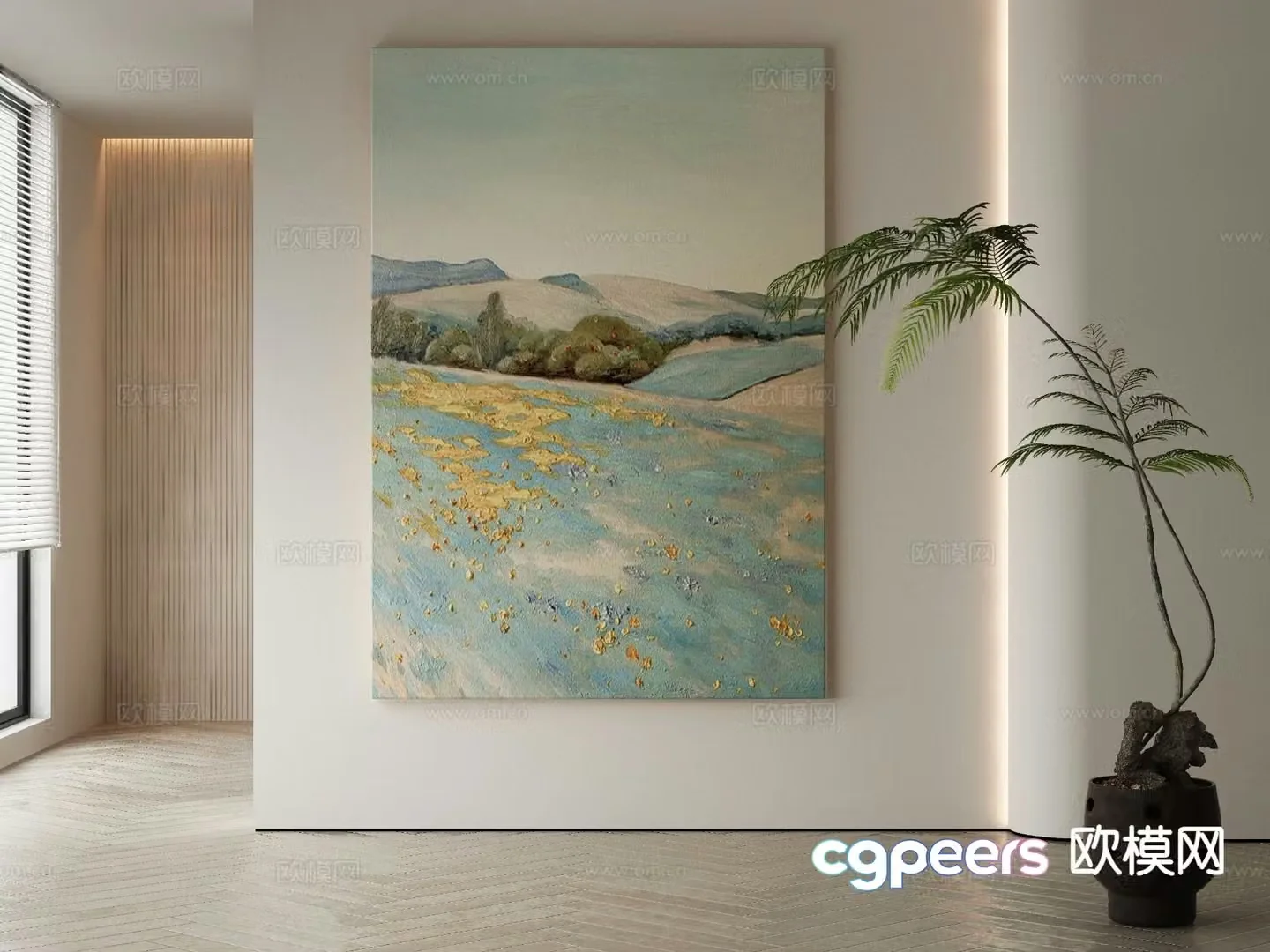Wabi-sabi painting decorative painting texture painting hanging painting 3D model