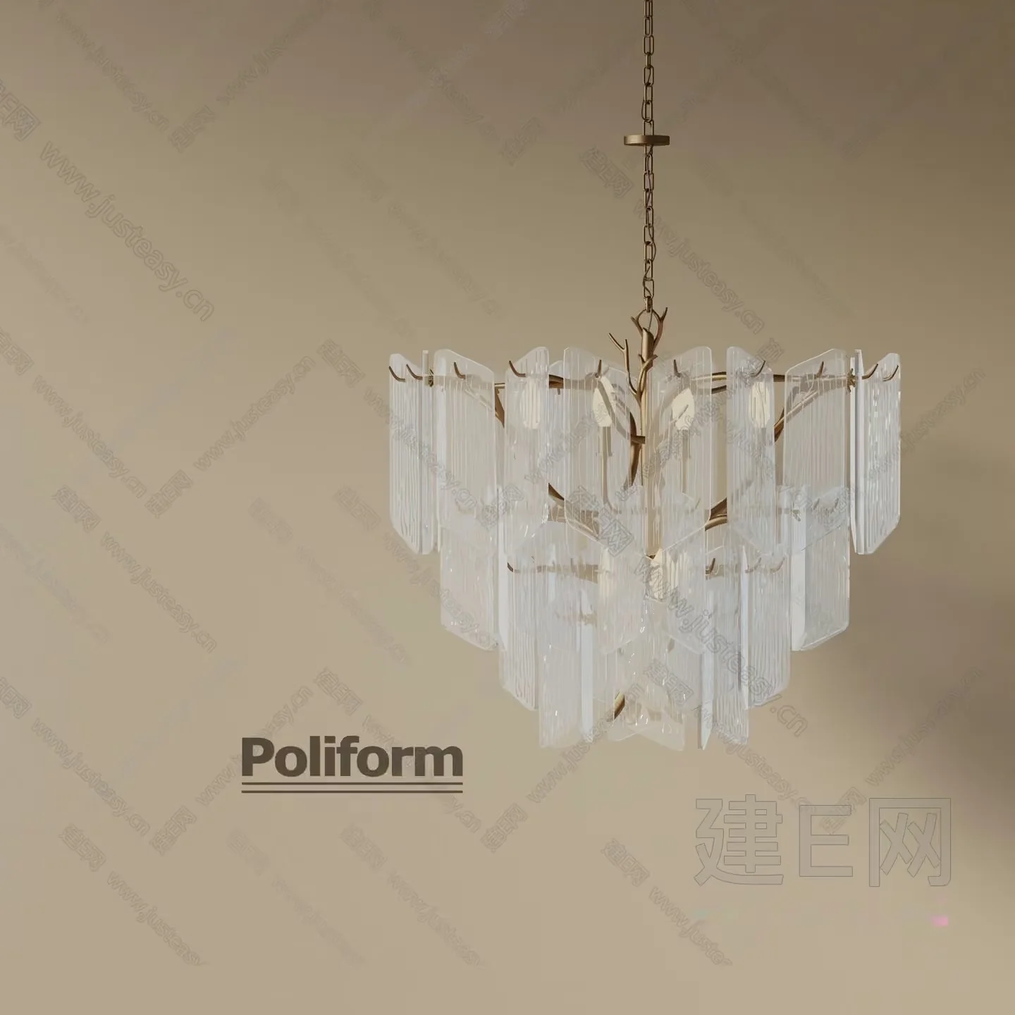 Gold Light Fixture 3D Model – 12709 – VRAY Render