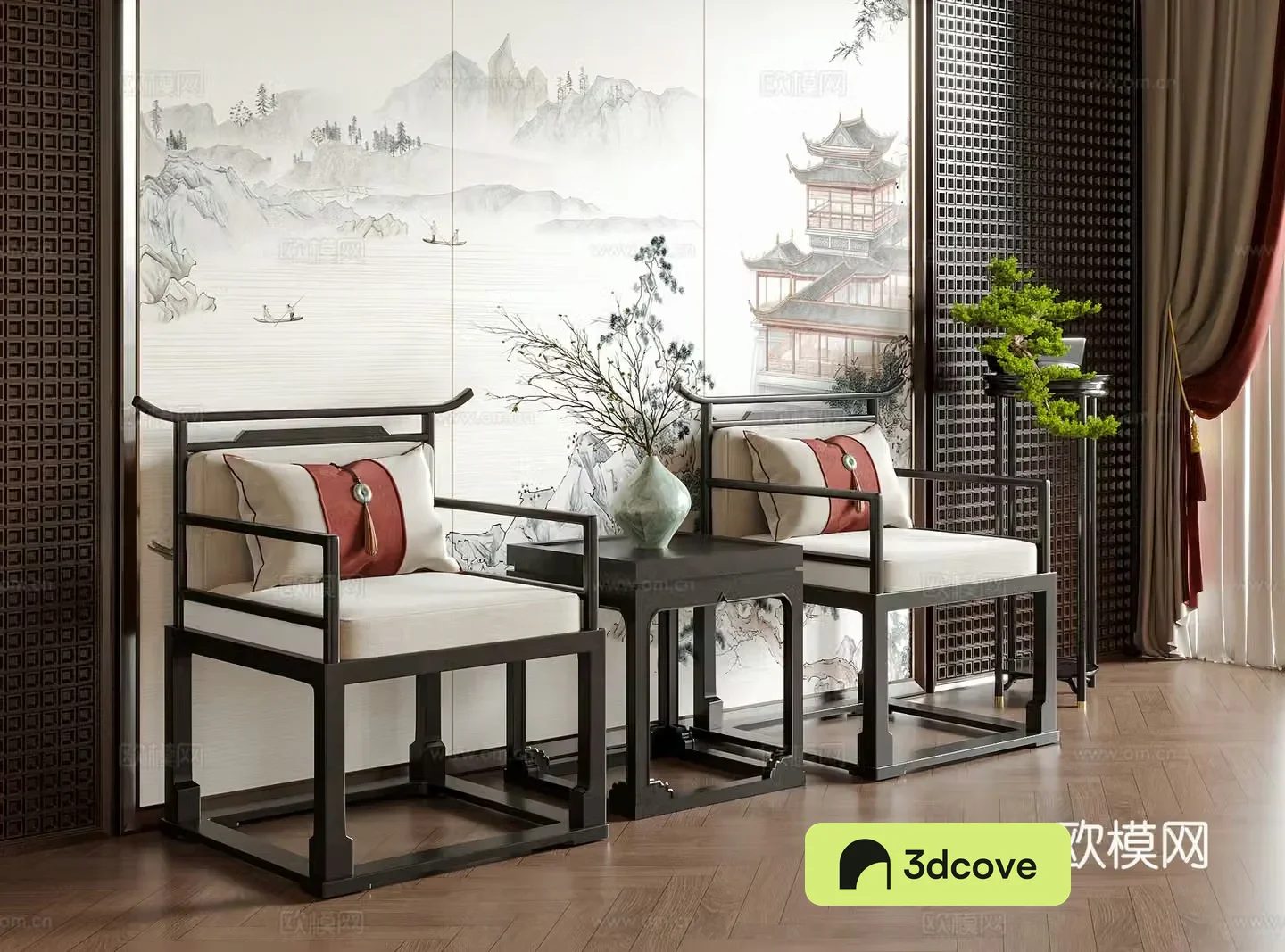 New Chinese style single chair leisure chair tea chair book chair dining chair