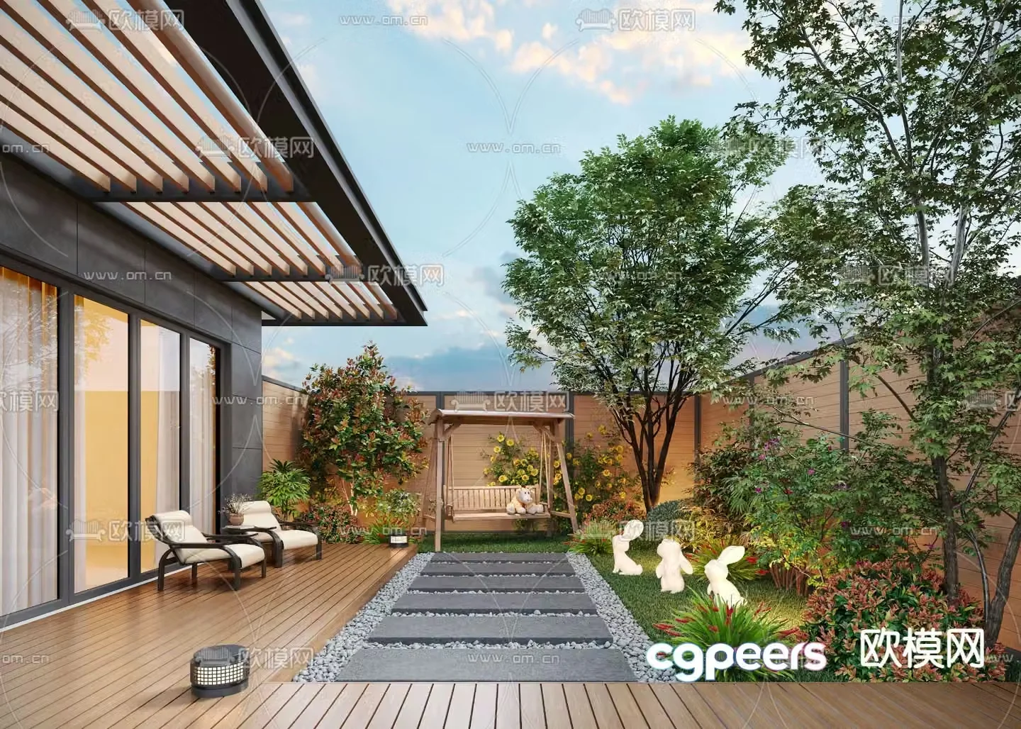 Home courtyard villa courtyard 3d model