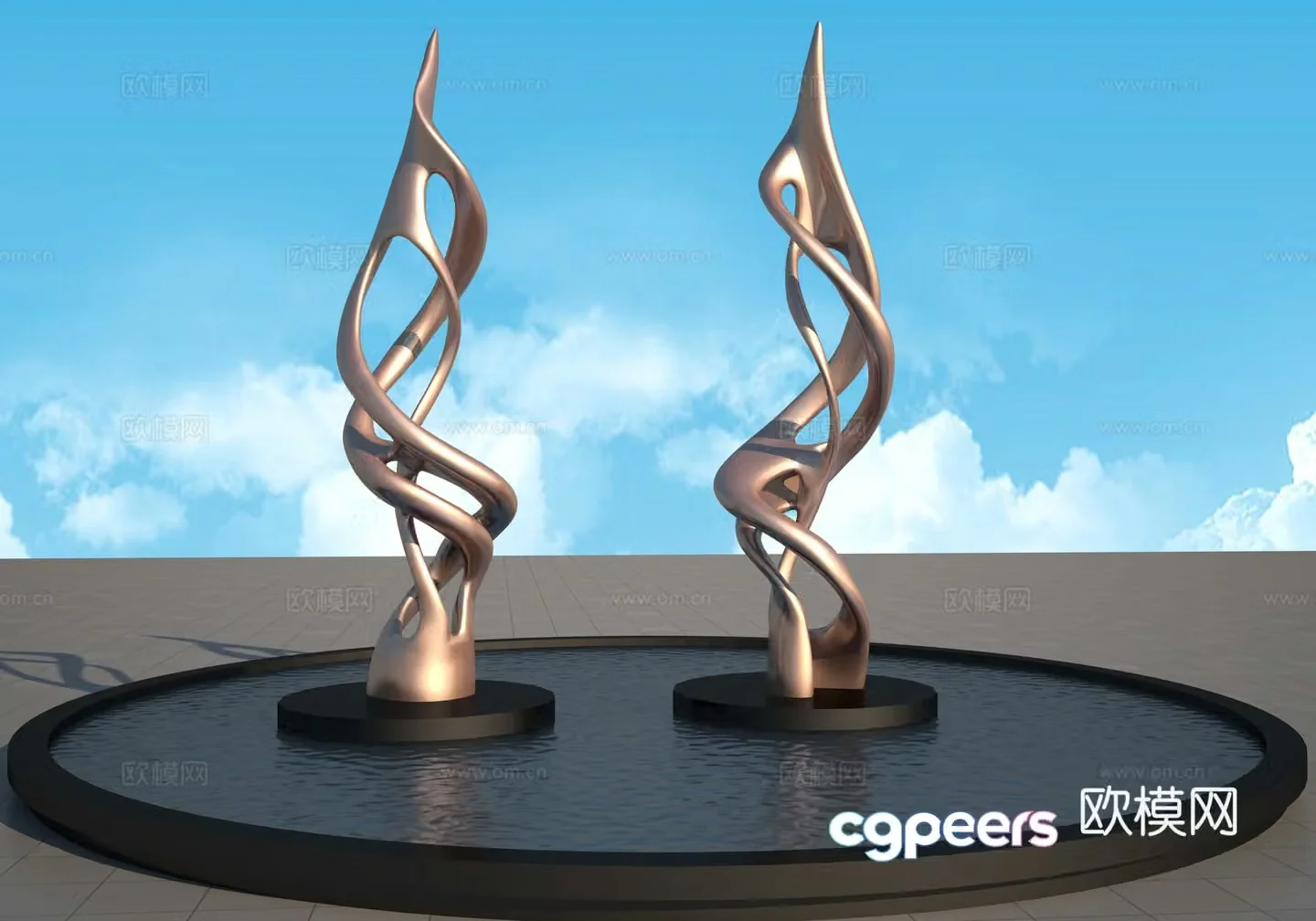 Abstract Twist Ribbon Sculpture 3D Model