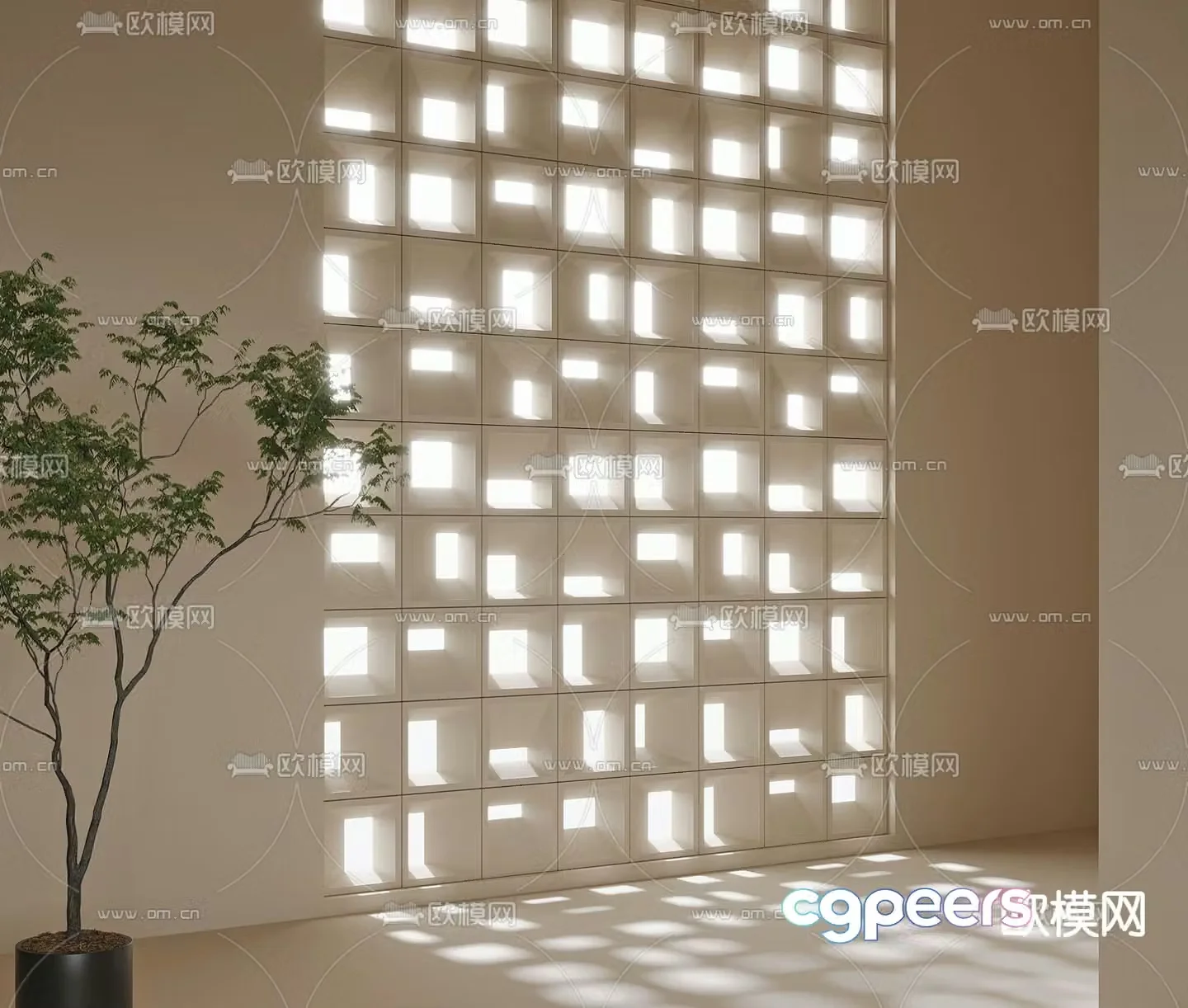 Cement brick screen hollow brick partition 3d model
