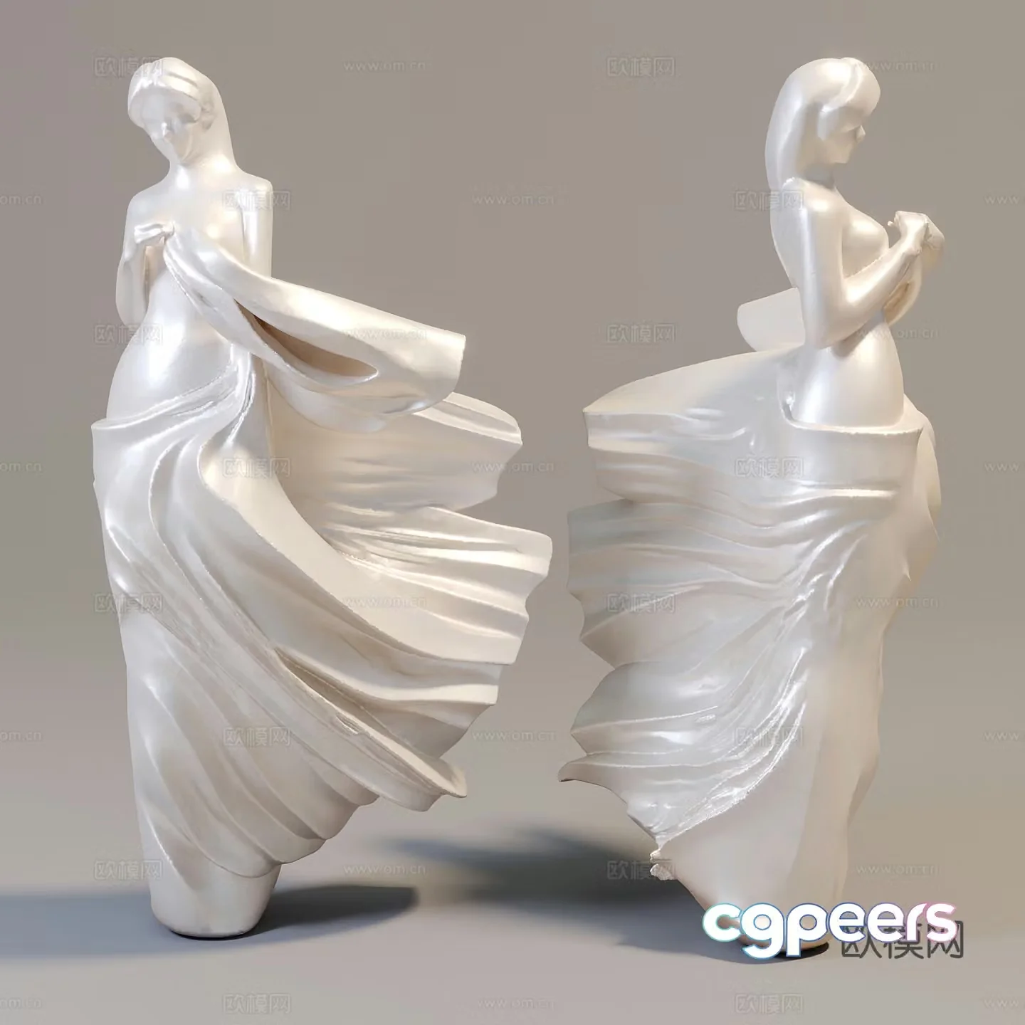 Modern female character sculpture 3d model