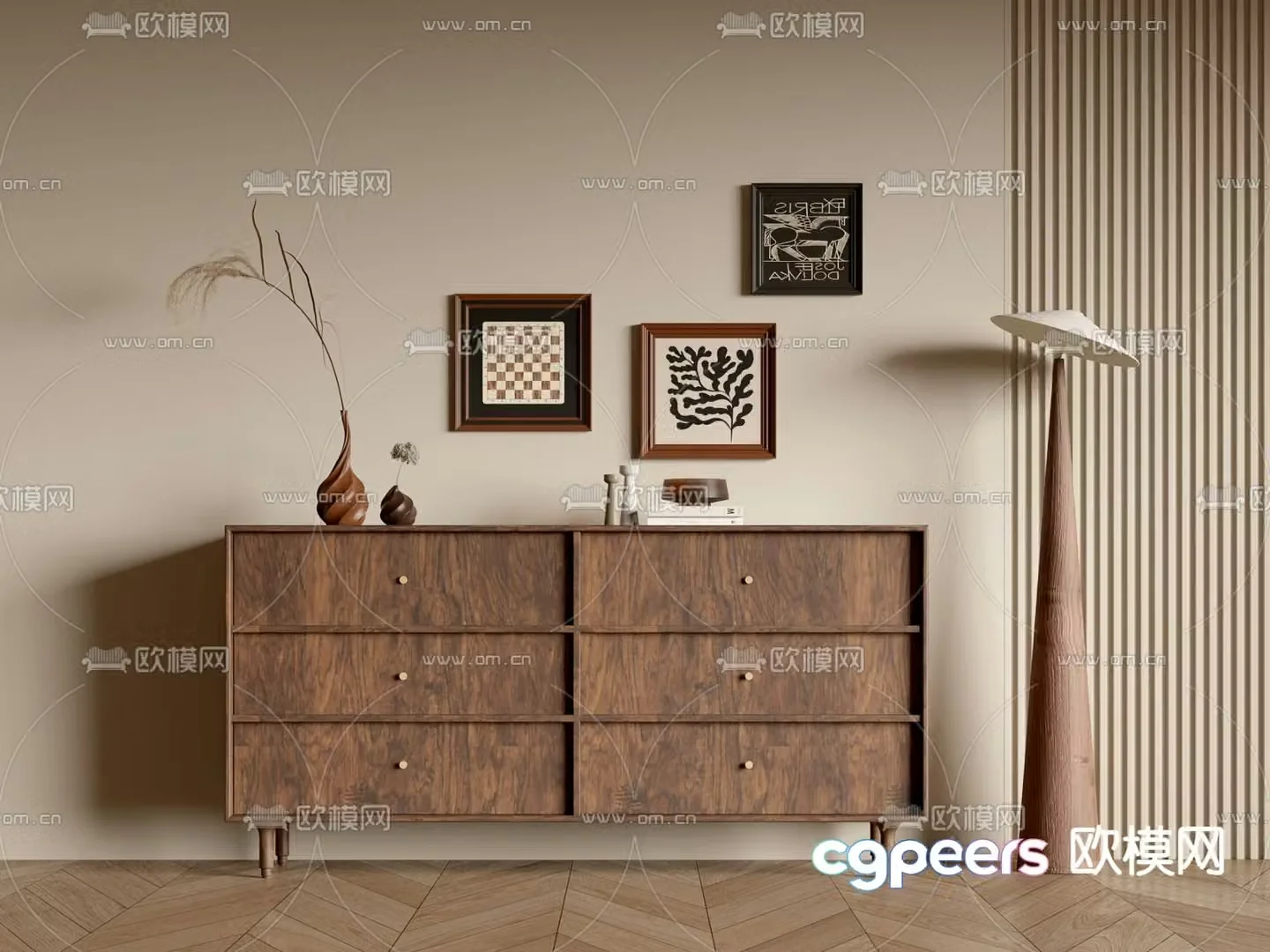 Medieval style chest of drawers 3D model