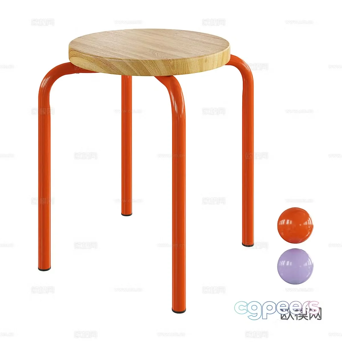 stool wooden stool round stool 3d model