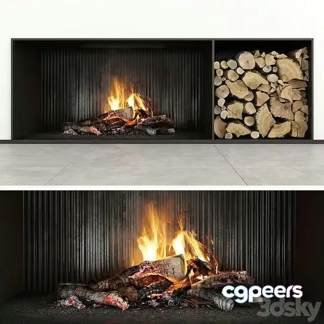 3ds Max Free – Fireplace modern 29
